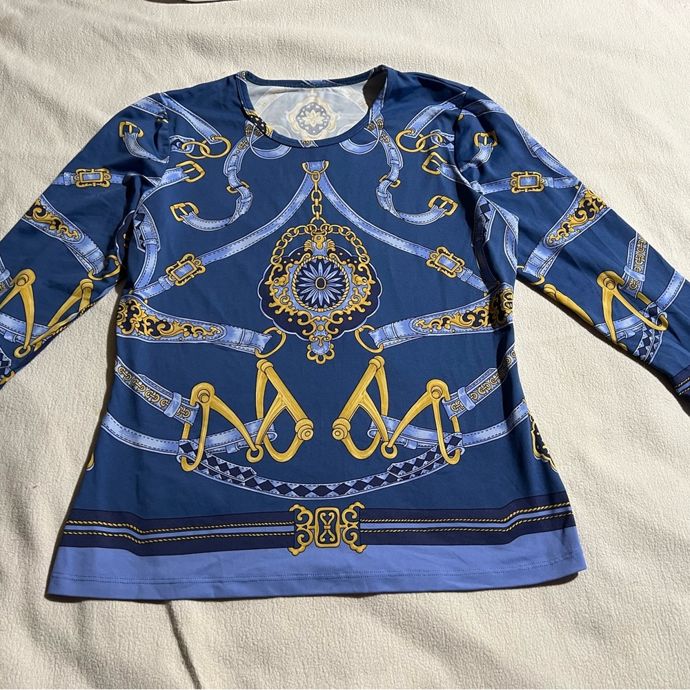 Elegant Blue and Gold Women's Top